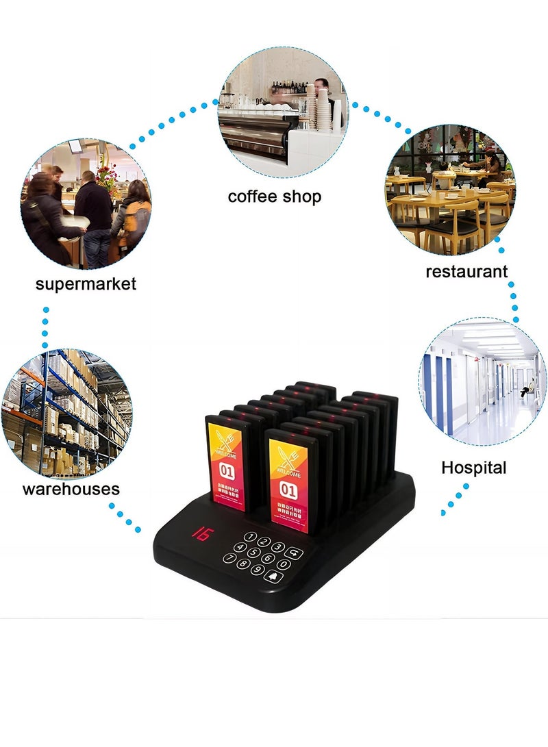 TrustMate Wireless Restaurant Pager System - 16 Pagers Calling System for Customers - 500m Long Range Pager for Restaurants, Cafes, and Hospitals - Image 4
